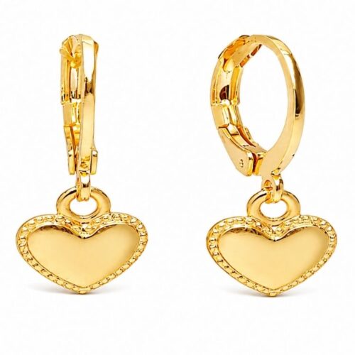 Brinco de Argolinha com Coração em Ouro 18k