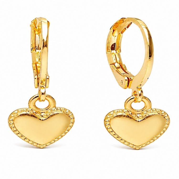 Brinco de Argolinha com Coração em Ouro 18k