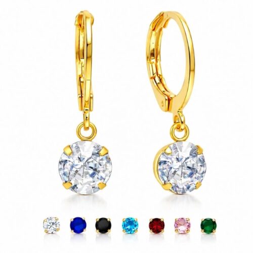 Brinco de Argolinha com Ponto de Luz de Ouro 18k