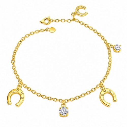 Pulseira Country Ferradura e Pedras 18k