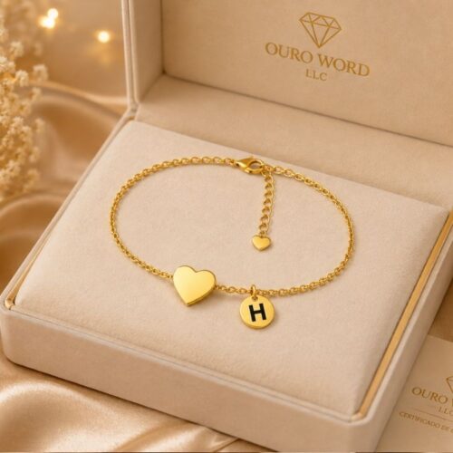Pulseira em Ouro18k com Detalhe de Coração