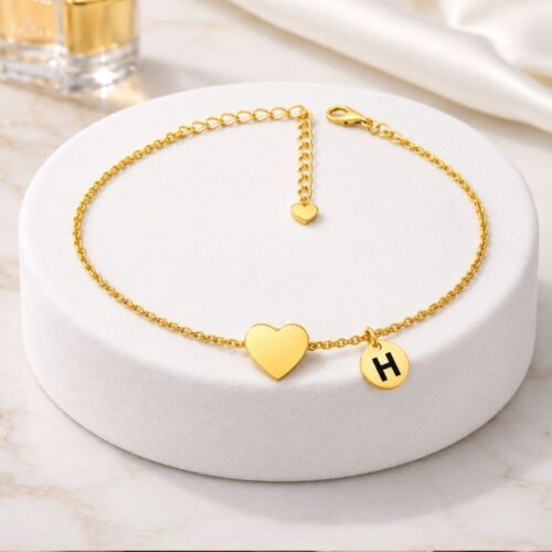 Pulseira em Ouro18k com Detalhe de Coração